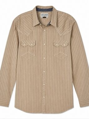 Cody James Western Snap Shirt Striped Tan Pearl Button 2XL Cowboy Country Chic